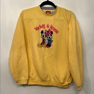 Disney Yellow Mickey & Minnie Graphic Crewneck Sweatshirt